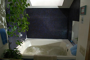 jacuzzi tub with skylight